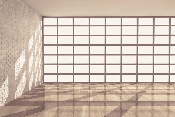 Lege kamer met groot raam. 3D-rendering — Stockfoto