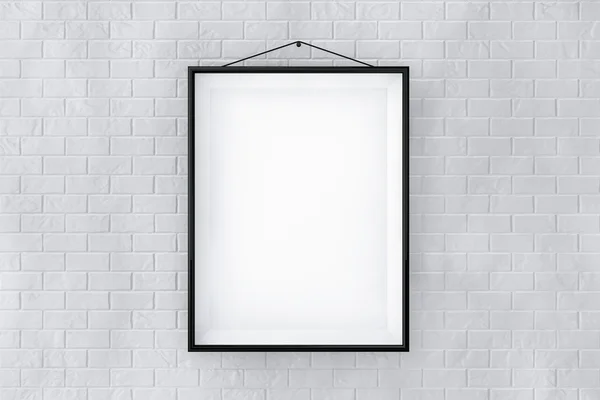 Black Picture Frame on a Brick Wall — Stock Photo, Image