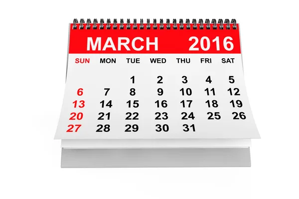 Calendario marzo 2016 — Foto Stock