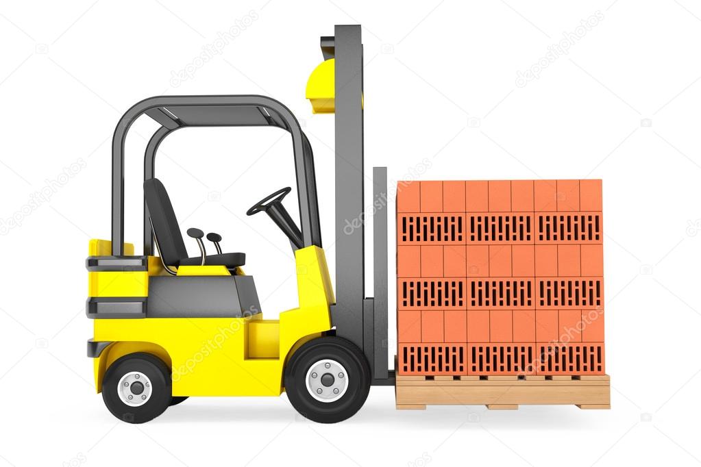 Forklift Truck with Bricks over pallet