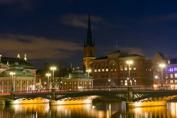 Vista nocturna de Estocolmo Suecia —  Fotos de Stock