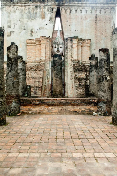 Riesige Buddha Statue Mit Retro Filtereffekt Wat Chum Sukhothai Historischen — Stockfoto