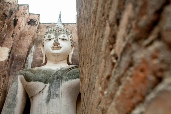 Велетенська Статуя Будди Ефектом Фільтру Ретро Ват Чум Сукхотаї Історичний — стокове фото