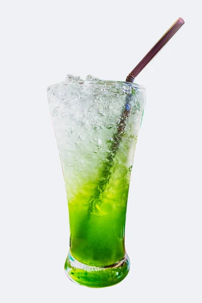Beyaz Arka Planda Kivi Soda Kokteyli — Stok fotoğraf