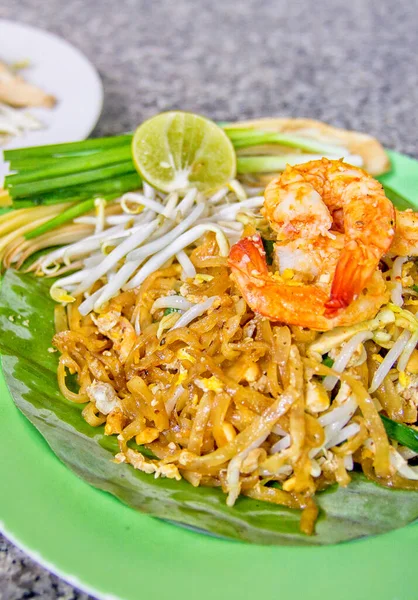 Pad Thai Birds Eye View Inglés Fideos Estilo Tailandés — Foto de Stock