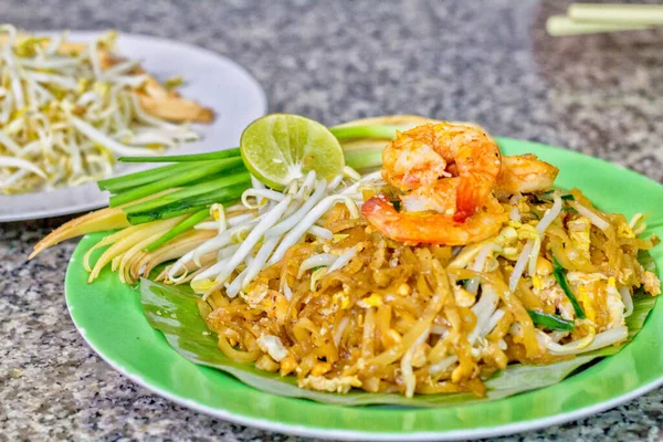 Pad Thai Birds Eye View Inglés Fideos Estilo Tailandés — Foto de Stock