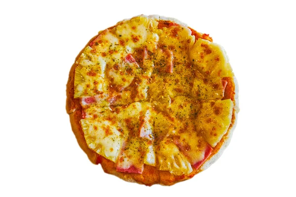 Pizza Havaiana Isolada Fundo Branco — Fotografia de Stock