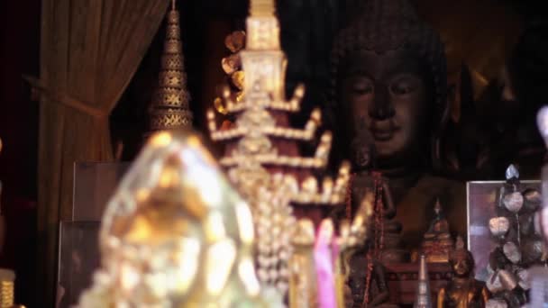 Immagine Buddha Nel Tempio Wat Phra Doi Kham Vicino Chiang — Video Stock