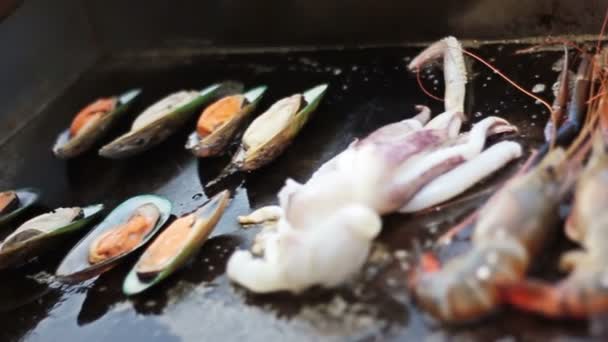 Meeresfrüchte Kochen Restaurant Elektrogerät — Stockvideo