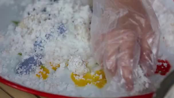 Soja Arroz Crepe Feijão Mungo Coco Alimentos Tailandeses Carne Doce — Vídeo de Stock