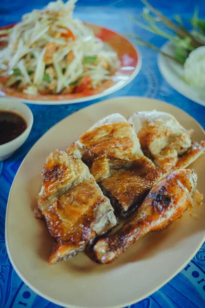 Grillad Kyckling Pinne Thai Local Nordöstra Gatumat — Stockfoto