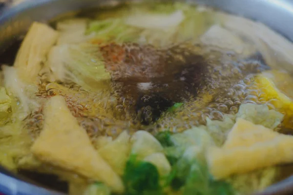 Seçici Odaklanma Shabu Shabu Sukiyaki Japon Yemekleri — Stok fotoğraf