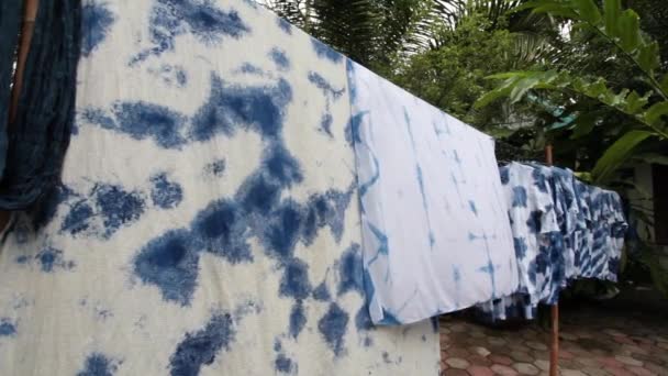 Thai Blue Indigo Dyed Cloth Folk Wisdom — Stock Video