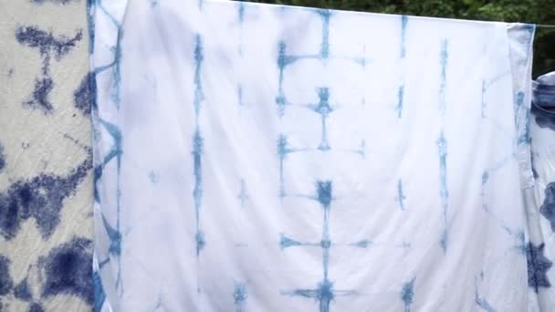 Thai Blue Indigo Dyed Cloth Folk Wisdom — Stock Video