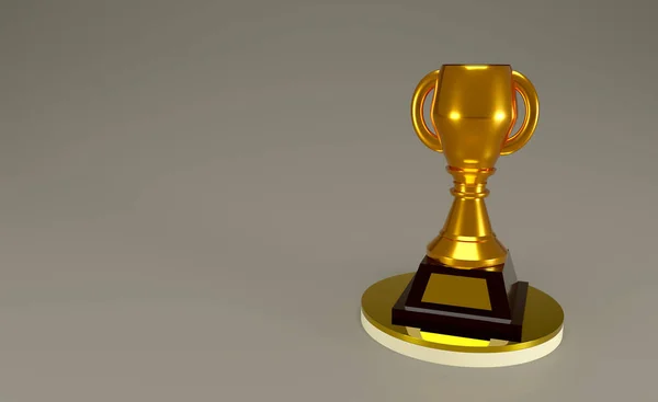 Golden Trophy Award Gold Winners Trophy Copy Space Text Rendering — Stock Photo, Image