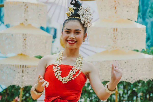 Chiangmai Thailand April 2019 Traditional Lanna Culture Show Perform Songkran — Stock Photo, Image