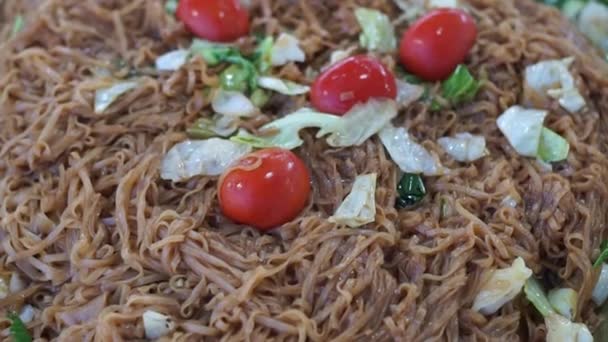 Pad Thai Noodles Тайська Вулична Їжа Ринку Популярна Тайська Кухня — стокове відео
