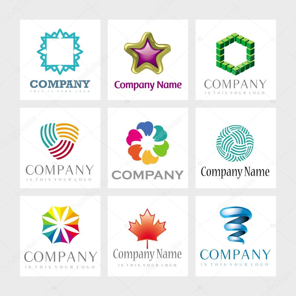 Set of 9 vector elements for logo design