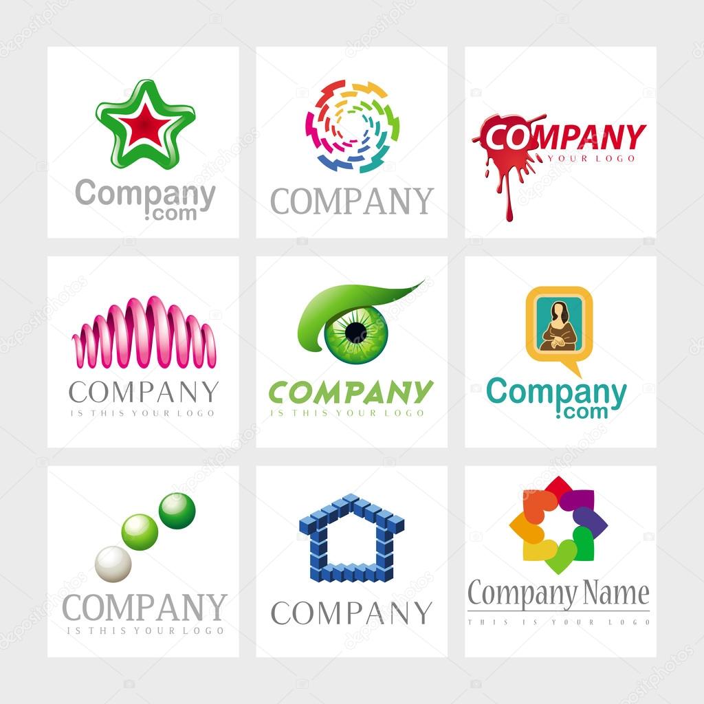 Set of 9 vector elements for logo design