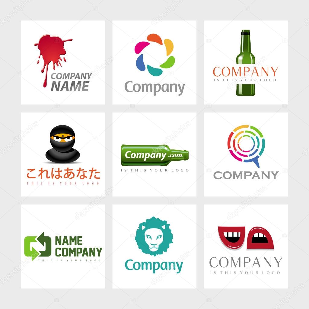 Set of 9 vector elements for logo design
