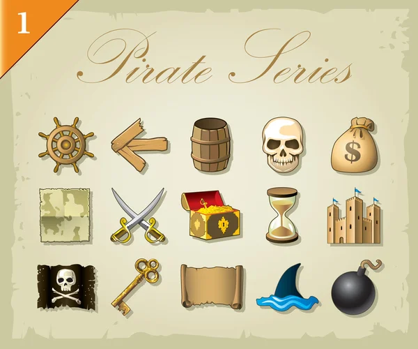 Iconos piratas — Vector de stock