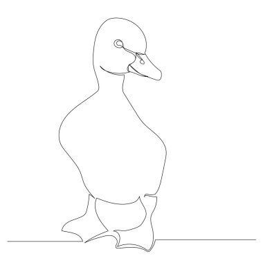 gosling sürekli bir çizgi çiziyor, izole edilmiş, vektör