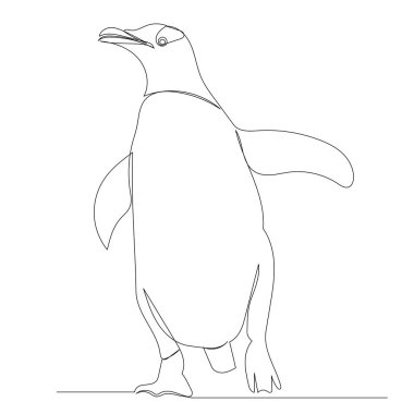 Penguen çizimi aralıksız bir çizim, izole edilmiş, vektör