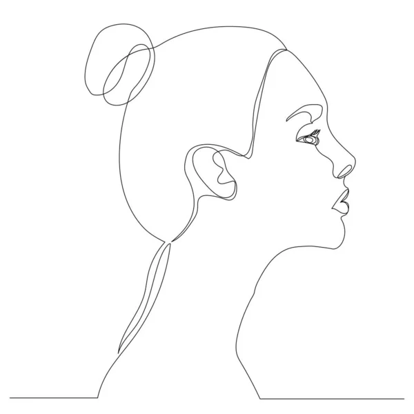 Portrait Une Fille Dessin Ligne Croquis Isolé — Image vectorielle