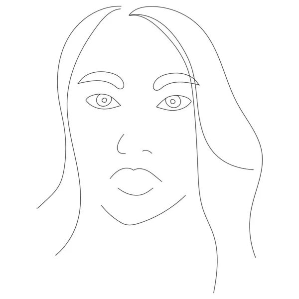 Retrato Una Línea Chica Dibujo Boceto Aislado — Archivo Imágenes Vectoriales