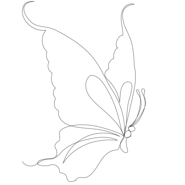 Dibujo Mariposa Por Una Línea Continua Bosquejo Aislado Vector — Vector de stock