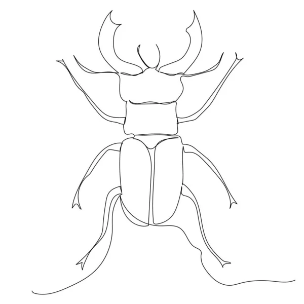 Escarabajo Dibujo Por Una Línea Continua Boceto Aislado Vector — Archivo Imágenes Vectoriales