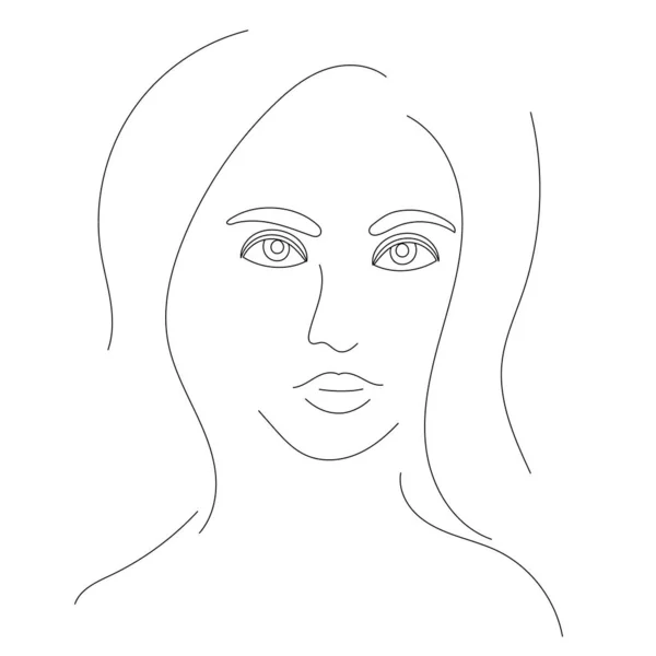 Dibujo Chica Retrato Línea Boceto — Archivo Imágenes Vectoriales