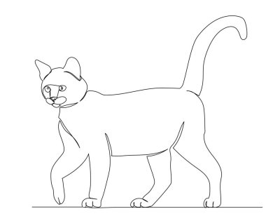kedi bir çizgi üzerinde yürüyor çizim, izole edilmiş, vektör