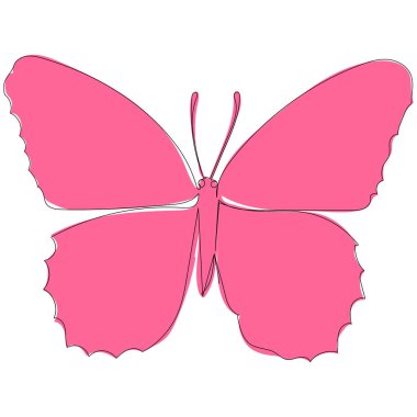 pembe kelebek bir çizgi çizer, izole edilmiş, vektör