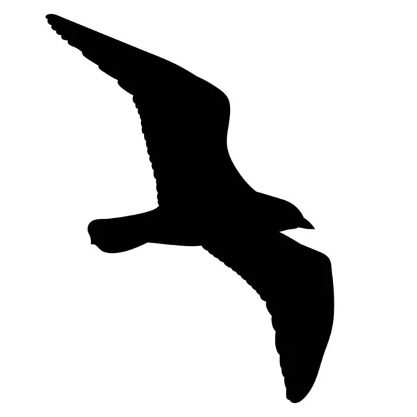 Isolierter Schwarzer Silhouette Fliegender Vogel — Stockvektor