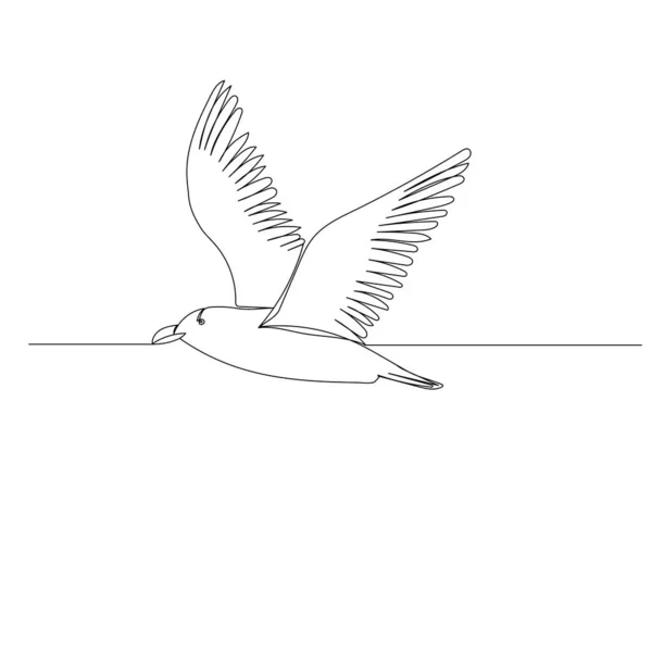 Одна Лінія Малюнок Літаючого Птаха — стоковий вектор