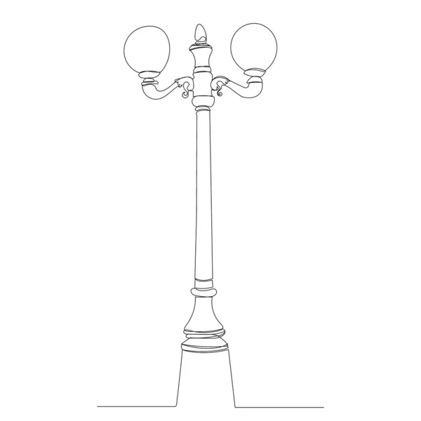 Lâmpada Rua Desenho Linha Contínua Isolado — Vetor de Stock