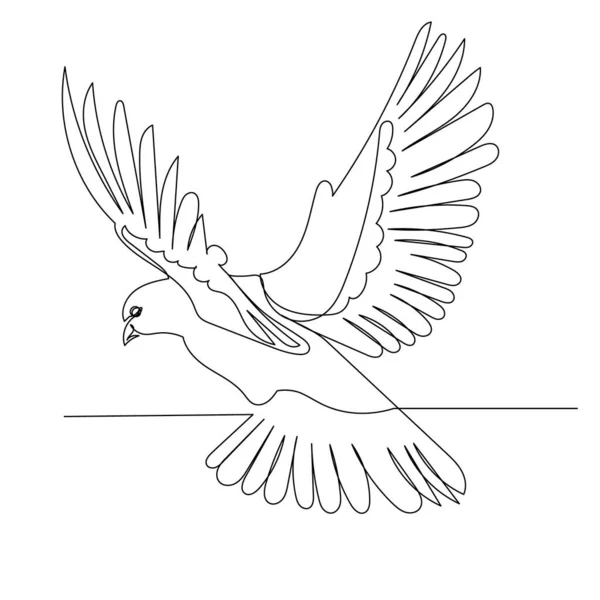 Aislado Una Línea Dibujo Aves Volando — Vector de stock