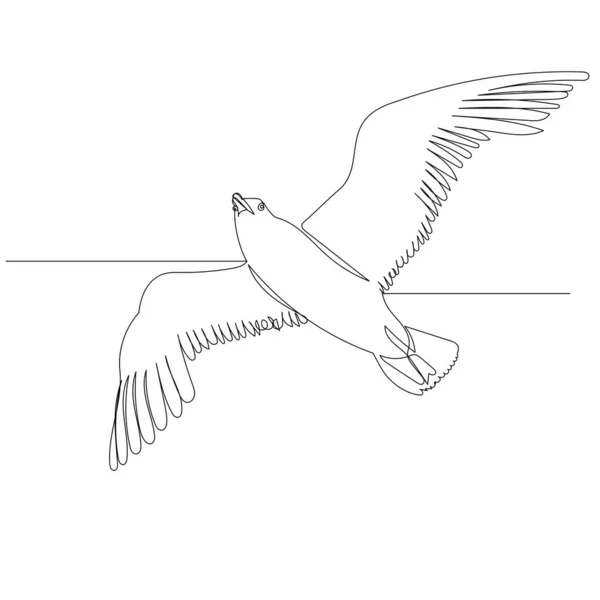 Vector Aislado Pájaro Volador Línea Continua Dibujo — Vector de stock