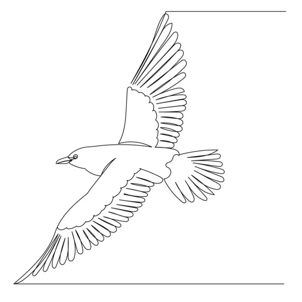 Isolé Dessin Une Ligne Oiseau Volant — Image vectorielle