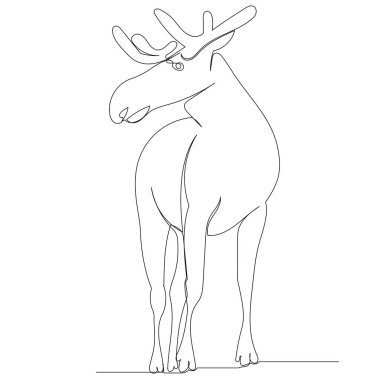 Geyik çizimi sürekli olarak izole edilmiş bir çizgi ile, vektör