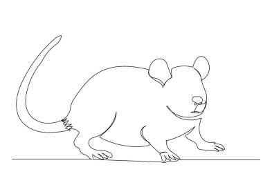 Fare, aralıksız çizilen bir çizgi faresi, vektör