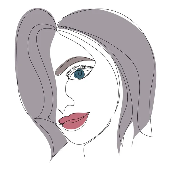 Portrét Dívčí Kresby Čáry — Stockový vektor