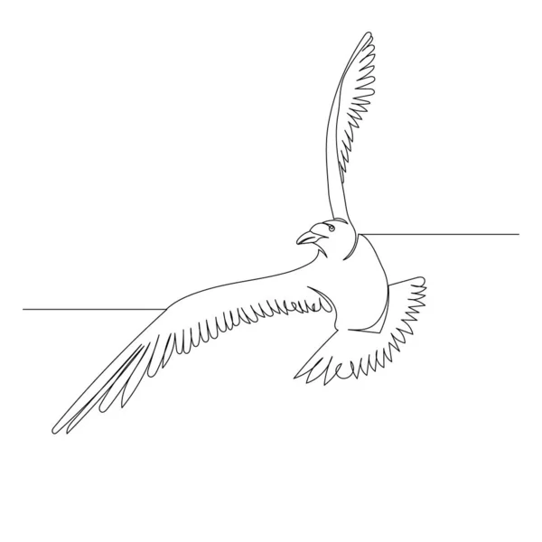 Geïsoleerde Vliegende Vogel Continue Lijn Tekening — Stockvector