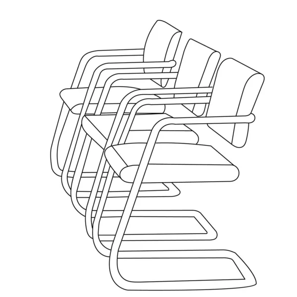 Stühle Umreißen Skizzieren Isolieren Vektor — Stockvektor