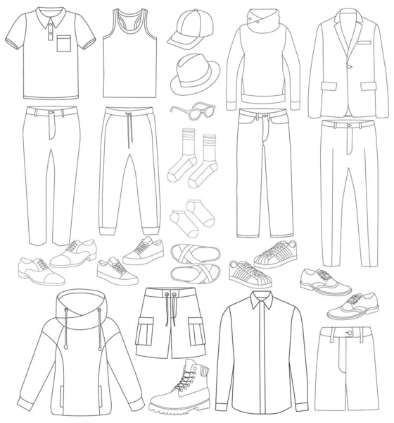 Набор Мужской Одежды Эскиз — стоковый вектор