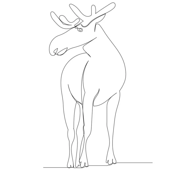 Eland Tekening Door Een Continue Lijn Geïsoleerd Vector — Stockvector