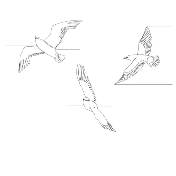 Dessin Oiseau Volant Par Une Ligne Continue — Image vectorielle