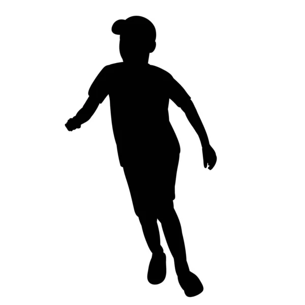 Silhouette Running Child Isolated Vector — Stock Vector