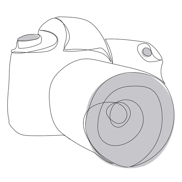 Σχέδιο Γραμμής Φωτογραφικής Μηχανής Εικόνα Απομονωμένη Διάνυσμα — Διανυσματικό Αρχείο